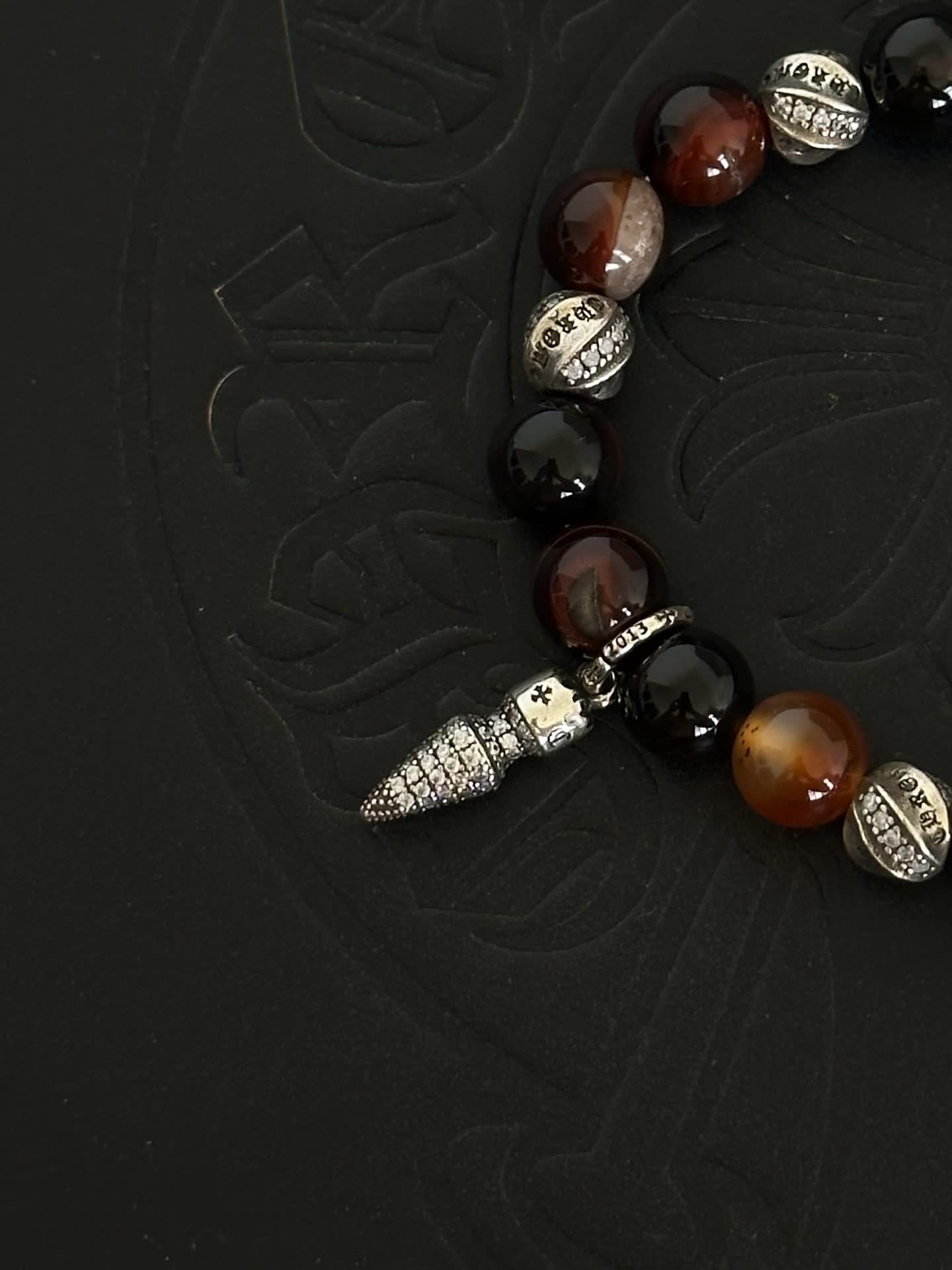 Chrome Hearts Beaded Bracelet with Silver Charms